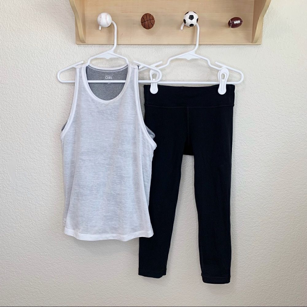 Athleta Girl Size 7 BUNDLE (2) Tank Top and Capri Leggings Set